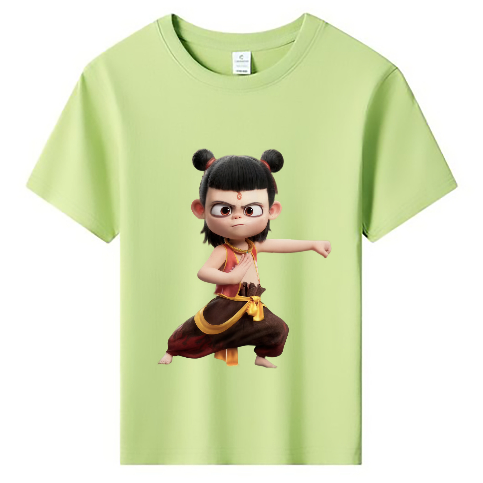 （画像用） Ne Zha 2 ナタ 魔童の大暴れ 綿100％キッズTシャツ（フロントプリント）